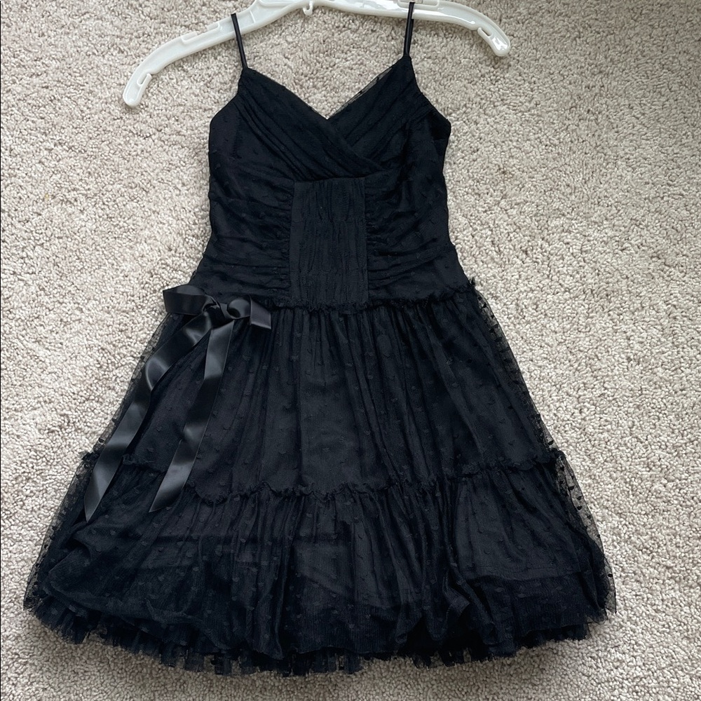 Jessica McClintock Black Spaghetti-Strap Tulle Party Dress